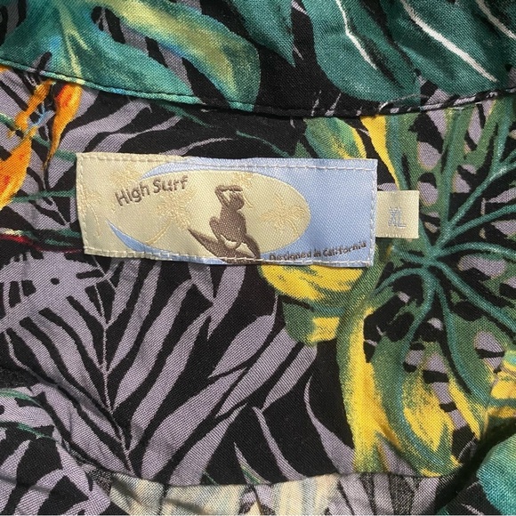 High Surf Gray Colorful Floral Hawaiian Print Vacation Button Up Shirt - Picture 4 of 5